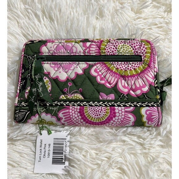 NWT Vera Bradley Turn Lock Wallet In Olivia Pink Pattern Floral Zip Around - Picture 7 of 9